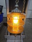 Vintage Amber Hanging Swag Plug-in Lamp Works