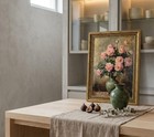 Gold Framed Vintage Canvas Wall Art  Pink Roses Floral Painting Picture Wall    