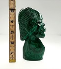 Modern African Malachite Carved Bust Pharaoh Head Sculpture 716g Zambia Zaire 5 