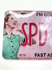 Vintage I Love Lucy Metal Collector s  License Plate Speed It Up Vanity Pink