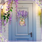 Summer Easter Door Sign Flower Welcome Wreath Front Door Decor Purple Green