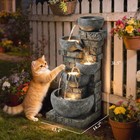 Outsunny 5 Tiers Outdoor Water Fountain With Led Lights For Garden  Mixed