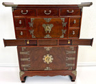 Korean Tansu 9-drawer Apothecary Elmwood Double Chest Cabinet Secret  Drawer
