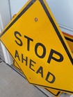 Large Original Vintage Retired Stop Ahead Aluminum Highway Road Street Sign