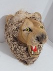 Vintage Fuzzy Flocked Lion Head With Fur Mane Teeth Wall Mount 5  Tall Hong Kong