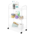 3-tier Slim Wire Rolling Cart Storage Organizer Service Cart With Wheels White
