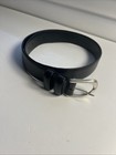 Vintage Claiborne Black Genuine Leather  Belt Size 38 Silver Buckle Unisex Usa