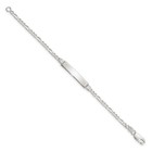 Engravable Figaro Link 27x4mm Plate 6 Inch Id Bracelet Real 925 Sterling Silver