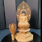 Japanese Wooden Seated Shaka Nyorai Buddha Statue 10 63inch Buddhist Lotus Base