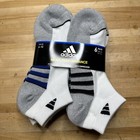 6 Pairs Adidas Men s Cushioned Low Cut Ankle Socks White 6-12 New