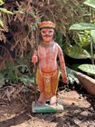 1990   s Antique Old Wooden Hand Carved Rustic Painted Hindu God Figurine