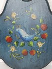 Vintage Folk Art Wood Wall Plaque Bird Berries Handpainted 15 3 4 
