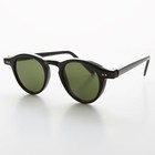 Small Round Horn Rim Vintage Sunglass Keyhole Bridge Black -rodgers