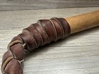 Vintage Leather Bull Whip Wood  Handle Souvenir  needs Conditioning work 