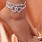 Beautiful Dazzling Cubic Zirconia Chain Anklet For Women Fashion Silver Color An