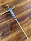 Inri Crucifix Gold Tone Cross Pewter Jesus Vtg Religious Wall Hanging 10   