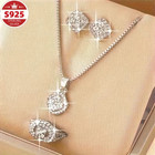 Sterling Silver Jewelry Set  4pcs Including Bracelet  Necklace  Ring  Earrings