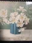 Vintage Dogwood Floral Metal Framed Hanging Flue Cover Rectangular Landscape