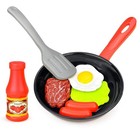 8pcs black Kids Kitchen Food Toy Set Pretend Play Cookware Steak Bread Hot Dog