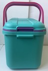 Eagle Craftstor Storage Tote Basket Teal Pink Purple 1990 s Vintage Usa 11x17x11