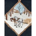 Rustic Framed Needlepoint Art Winter Scene Horses Sleigh Cabin Wall Decor Xmas