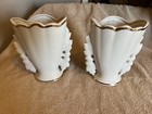 Vintage Pair Of  Floral Gold Trimmed Vases