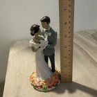 Wedding Cake Topper -bride   Groom -roses -gray Tux -white Dress -figurine-6 5