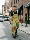 Vintage 90   s Cross Colours Tie Dye Denim Overalls Shorts Yellow Green -2xl
