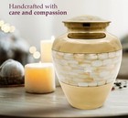 Trupoint Handcrafted Large Gold Pearls Memorial Urn For Human Ashes With Bag