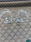 Libbey Arbys Christmas White Frosted Pine Tree Wine Glasses Gold Rim Set Of 2