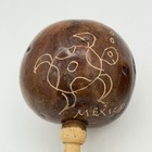 Pair Of Mexican Wooden Maracas Hand Made 8 Inch Musical Turtle And Flower Design