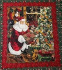 Handmade Tied Christmas Santa Quilt 60x66  Throw Blanket Holiday Decor Green Red