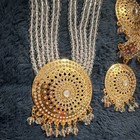 Asian Ethnic Gold Clear Jewelry Set Necklace Earrings Maang Tikka Women