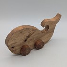 Vintage Wooden Rolling Whale Car Wood Toy 9 Inches Handmade