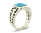 Men Vintage Nugget Ring 925 Sterling Turquoise Artist Signed Sc Size 11 25