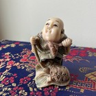 Japanese Netsuke-style Carved Figurine Bald Man Carrying Sack W turtle 2    Signed