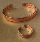 Solid Copper Magnetic Bracelet   Ring Set Energy Arthritis Men Women Cuff