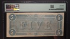 T-69 1864 Pmg 58 5 Dollar Confederate States Of America  free Ship   G663