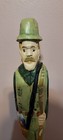 Vintage Hand Carved Folk Art Fisherman Wooden Hand Painted Figure
