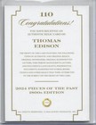 2024 The Bar Pieces Of Past 1800s Edition Relics Thomas Edison  110 Jumbo Relic