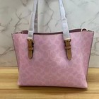 Cer24 Coach Mollie Tote Bag 25 In Signature Canvas With Charms Powder Pink