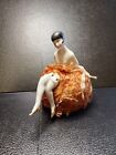 Antique German Porcelain Half Doll Pin Cushion W lace Gown