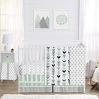 4 Piece Nursery Crib Bedding Set Microfiber Arrows Diaper Stacker Crib Skirt New