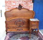 French Antique Carved Walnut Louis Xv Full Size Bed   Nightstand   Bedroom Set