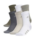 Adidas Socks Boys Climacool Cushioned 6 Pairs Crew Pebble Grey White