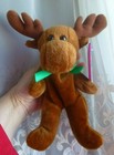1999 Avon Full O  Beans 10  December Spruce Moose Plush Stuffed Animal Hangtags