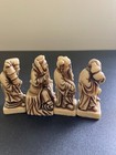 Small Japanese Detailed Hand Carved Resin Wise Man 2  Set Of 4