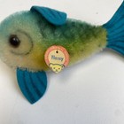 5    Long Blue   Yellow Mohair Steiff 1960   s    flossy    Fish No Button Tag