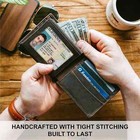 Men Rfid Blocking Full Grain Crazy Horse Leather Men s Bifold Center Flap Wallet