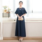 2025 Women Evening Party Dress Lady Summer Long Frocks Lace Splicing Gowns